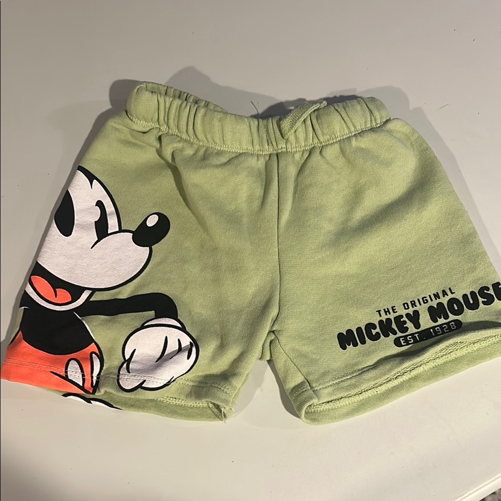 Zara Disney Green Mickey Mouse Shorts